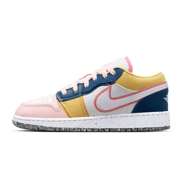Sneakers Air Jordan 1 Low SE GS Tela Multicolore Bambini Bianco Blu Francese Oro Topazio DV1323-100 39