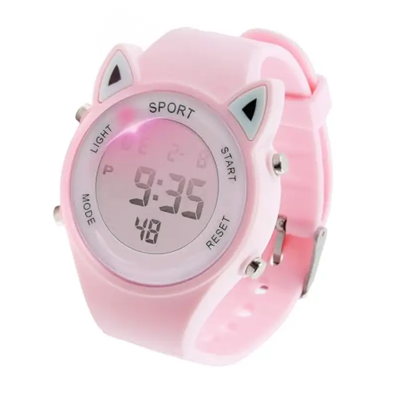 Joynine Orologio Bambina Digitale, 30M Impermeabile, Sportivo con Disegno 3D e Orecchie di Gatto, LED e Retroilluminazione, per Ragazze