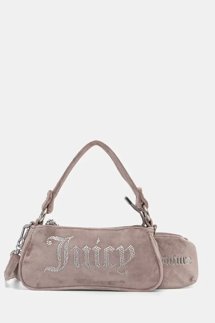 Juicy Couture borsa a tracollo da donna in velluto Kimberly Beige