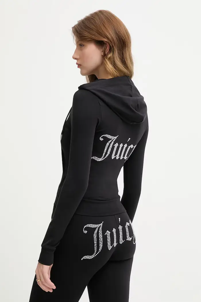 Juicy Couture felpa con cerniera da donna con cotone OOLA HOODIE Nero