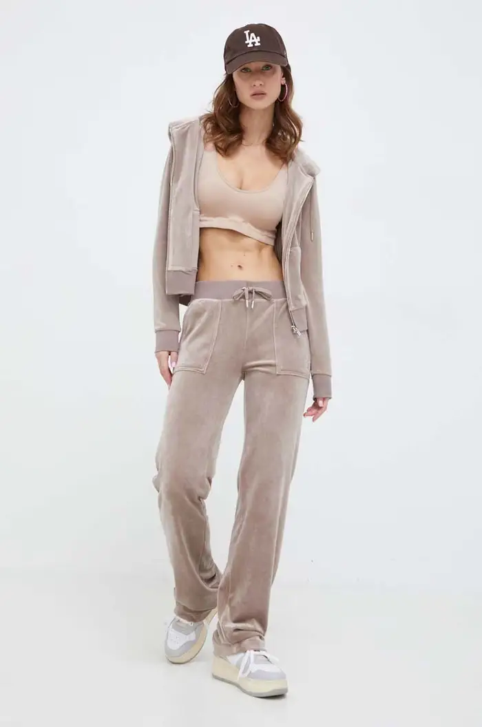 Juicy Couture pantaloni da tuta in velluto Beige