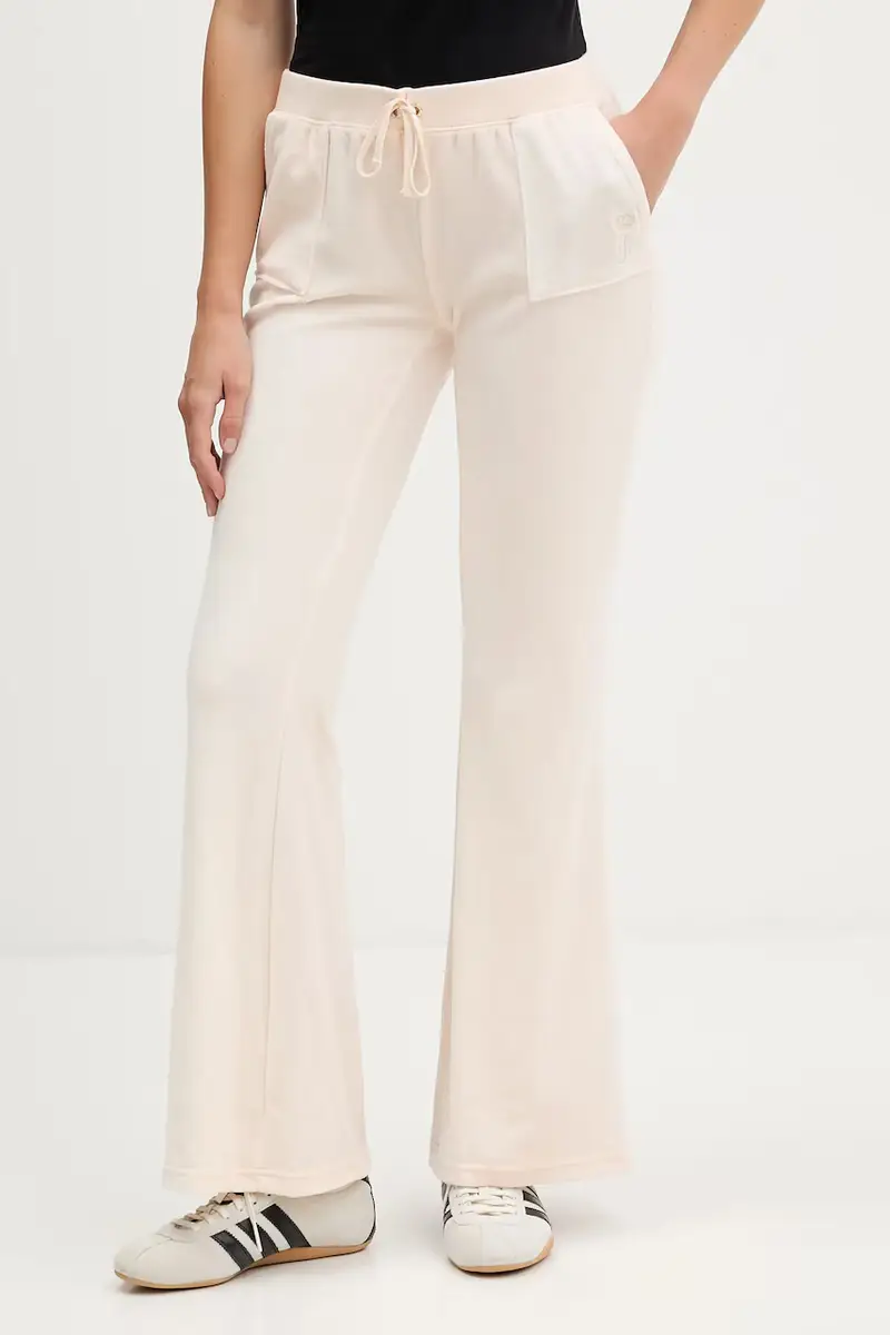 Juicy Couture pantaloni da tuta in velluto CAISA LOW RISE PANT donna colore rosa JCSEBJ008G Beige