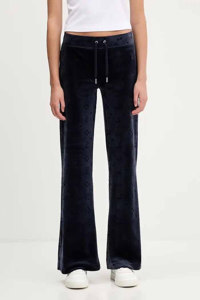 Juicy Couture pantaloni da tuta in velluto Monogram Lisa Blu navy