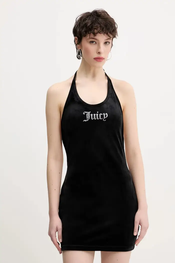 Juicy Couture vestito in velluto HALTER Nero