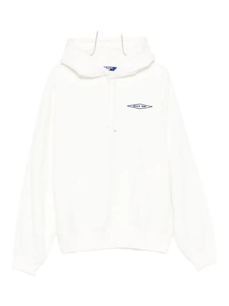 Junya Watanabe Felpa con cappuccio in cotone con logo Bianco