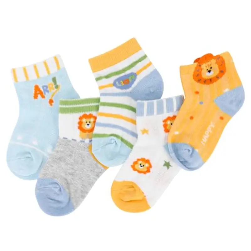 Jupsk 5 Paia di Calzini per Bambini, Calzini di Cotone, Calzini in Rete Traspirante per l'Estate, Calzini Sportivi