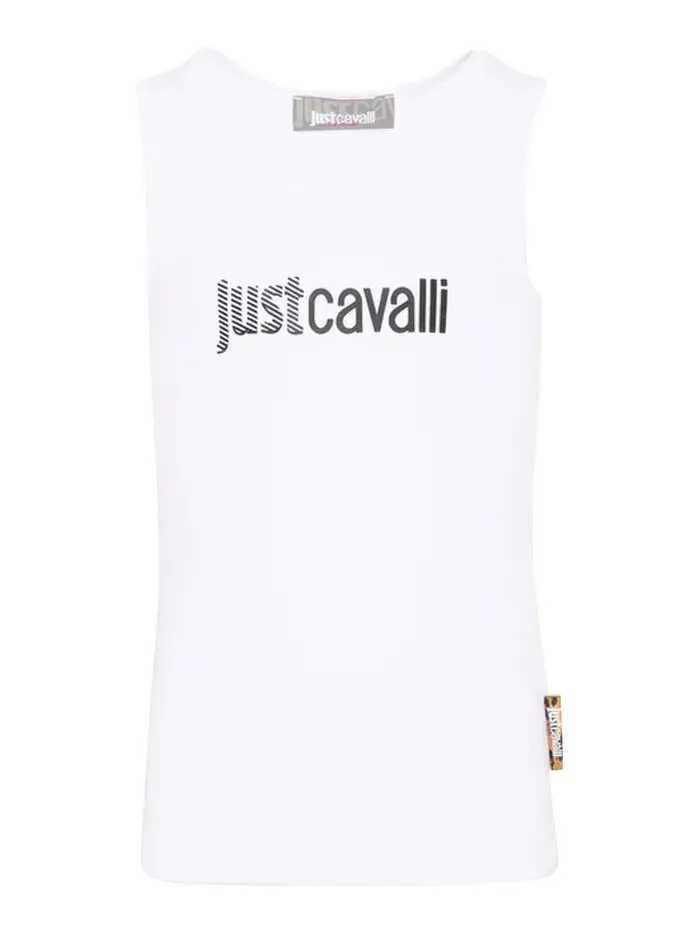 Just Cavalli Canotta Bianca In Jersey Bianco