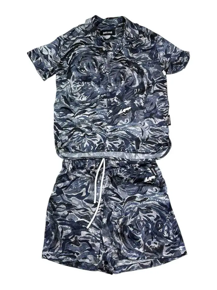 Just Cavalli Completo Camicia E Shorts Blu