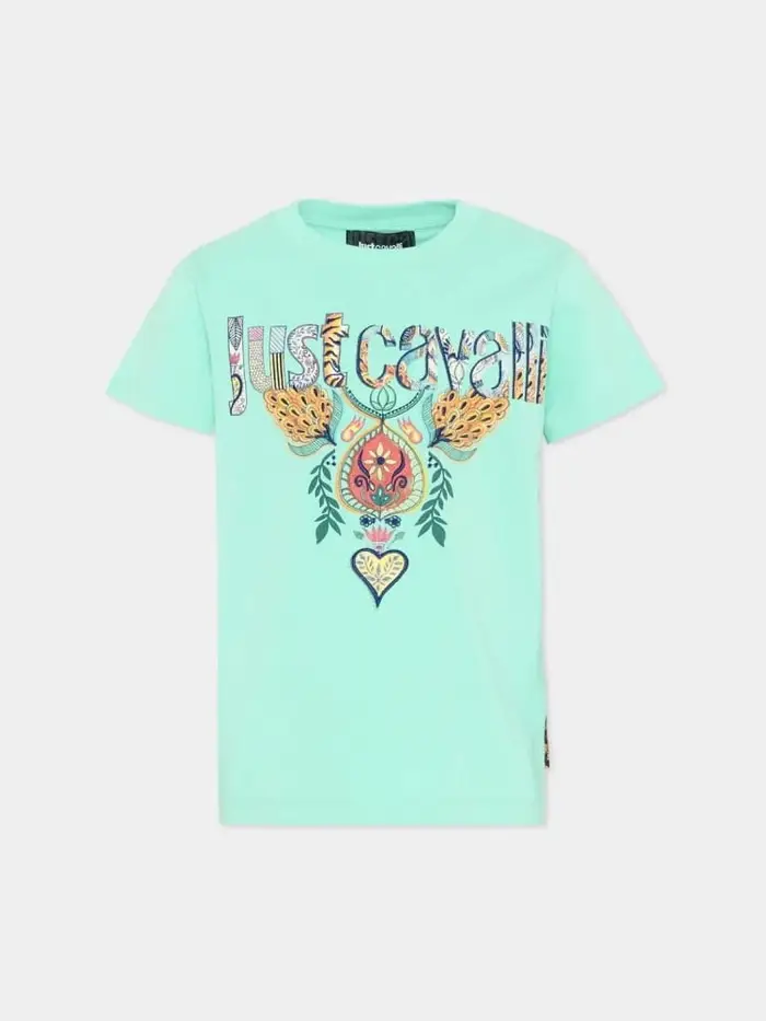 tshirt verde acqua bambino maxi logo