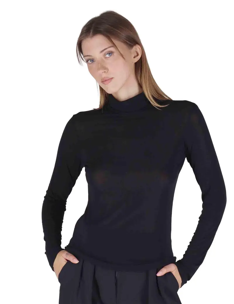 Justmine Camicie in jersey nero a fantasia collo alto Donna JABMJ0025-0502 9999