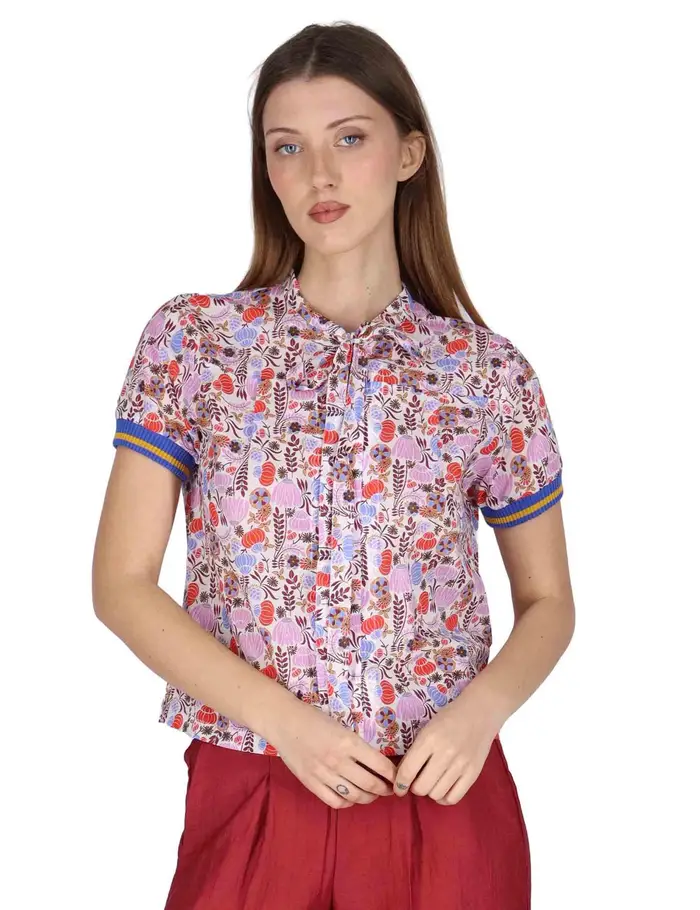 Justmine Camicie Ribbon Blouse in cotone rosso a fantasia Donna JABCM0001-F1395-1229
