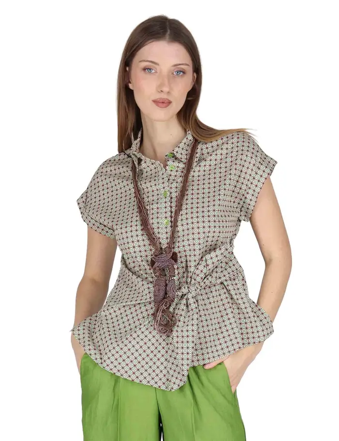 Justmine Camicie smanicate Knotted Shirt in cotone verde Donna JABCM0001-F1385-1242 7046