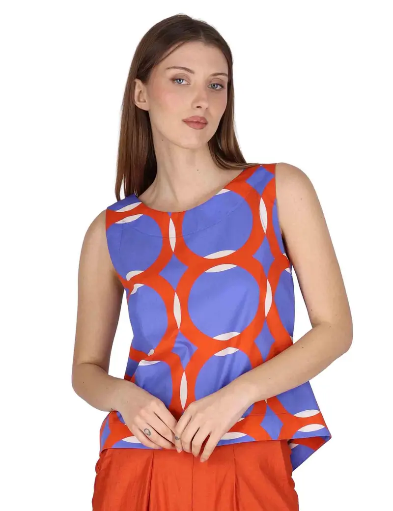 Justmine Top Tank Blouse in contone lilla con fantasie Donna JABCM0001-F1380-1243 6090