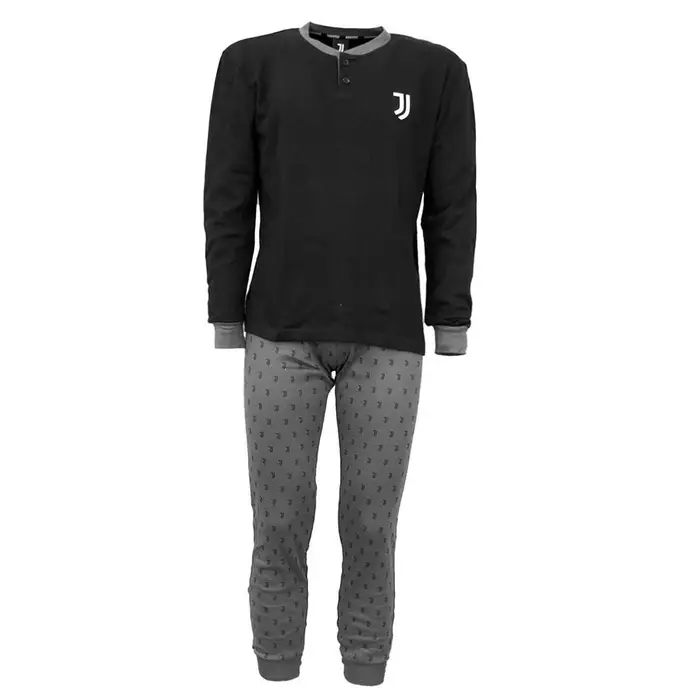 Juventus F C Pigiama serafino toppe juventus 1125 adulto prodotto ufficiale grigio nero