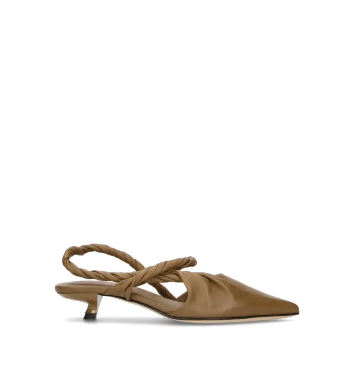 Slingback donna taupe in pelle Vario