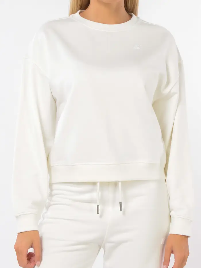 K-WAY felpa da donna boxy a girocollo Bianco