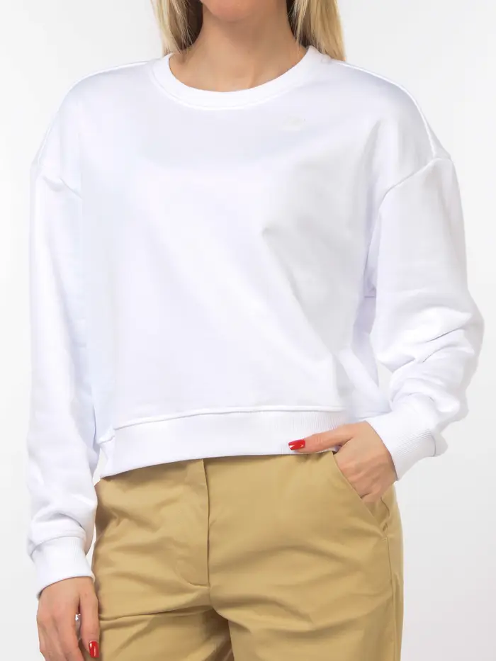 K-WAY felpa da donna cropped a costine Bianco