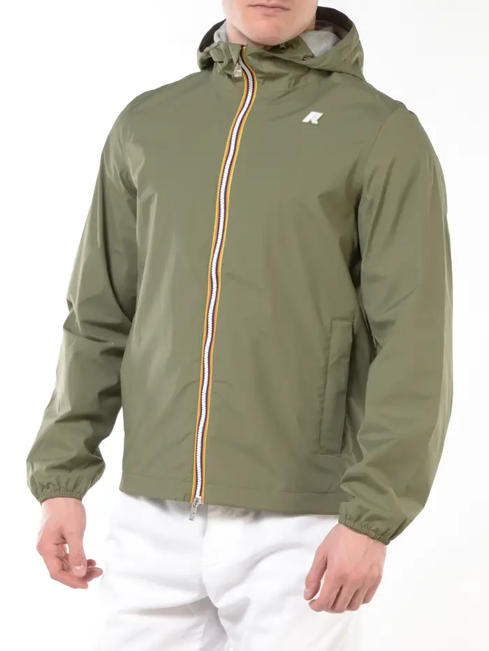 K-WAY giubbino da uomo jack stretch con cappuccio Verde