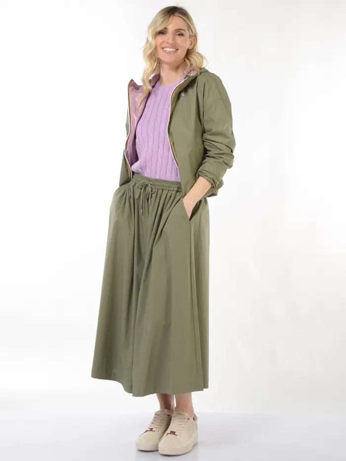 K-WAY gonna lunga da donna Mosella con elastico Verde