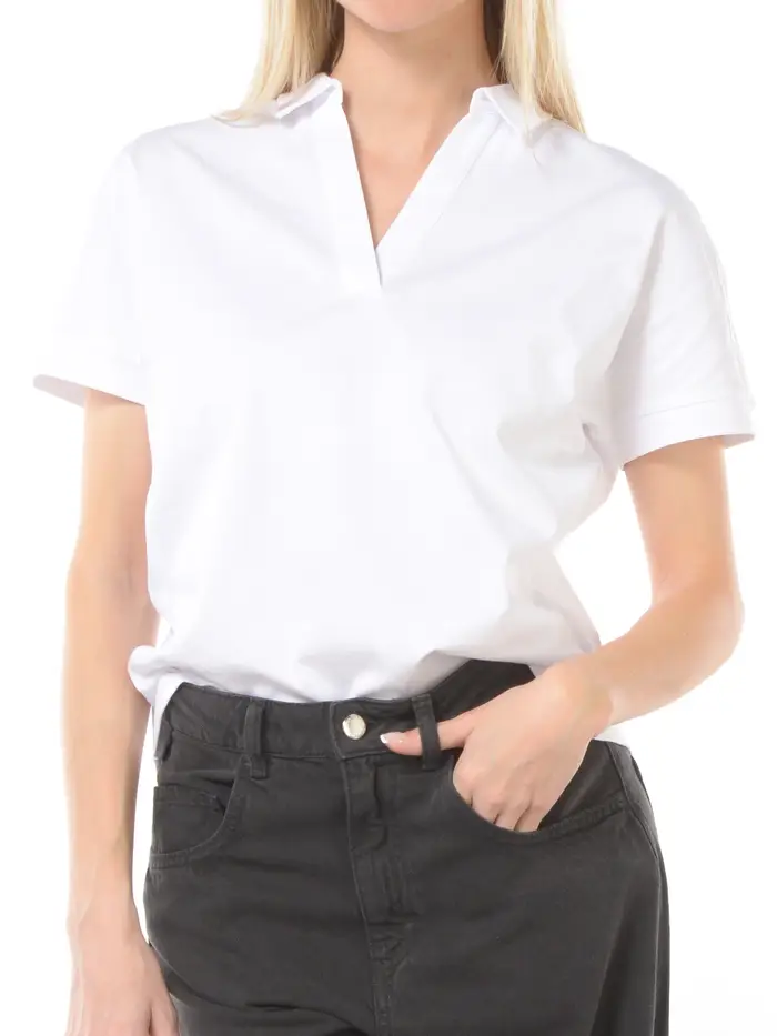 K-WAY polo da donna Iselie con scollo a V Bianco