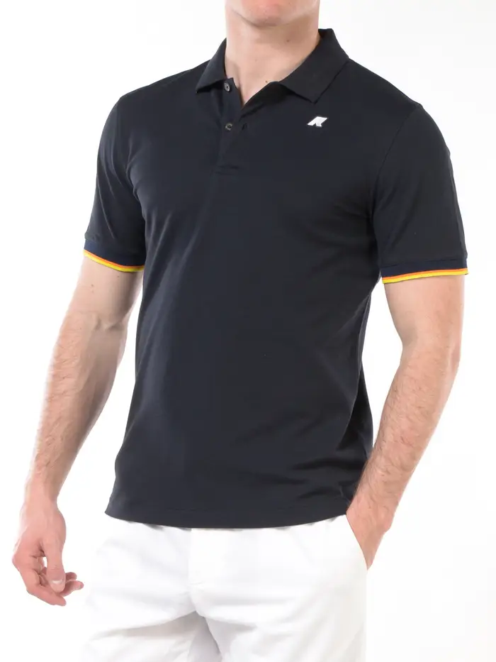 K-WAY polo da uomo con profili e logo Blu