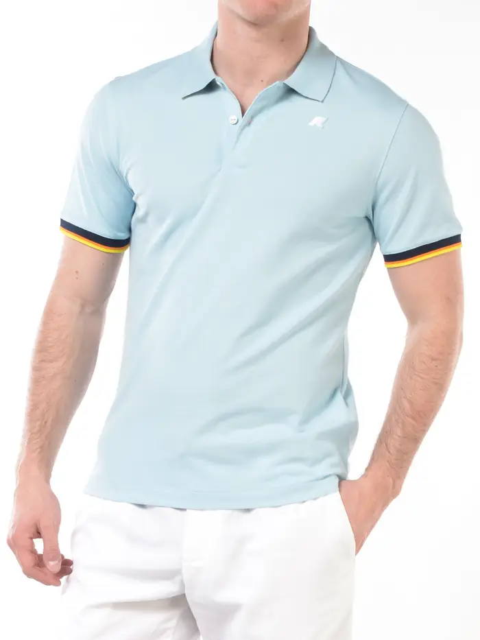 K-WAY polo da uomo con profili e logo TURCHESE