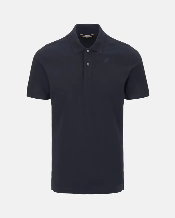 Polo K-way blu mezza manica in micro piquè di cotone stretch