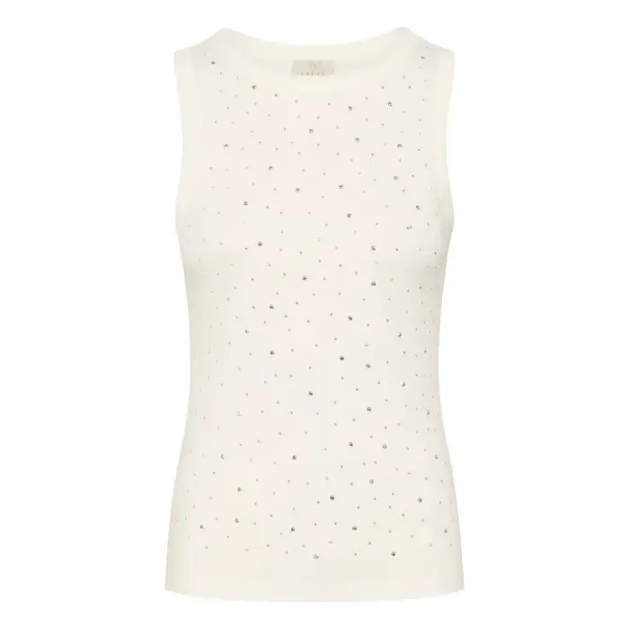 Kaffe Canottiera da donna Carna Rhinestone Blanc
