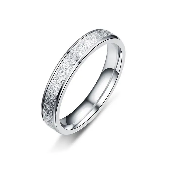 KaiTingu Jewelry Fede nuziale in acciaio al titanio con anello sabbiato semplice alla moda per gioielli da matrimonio e fidanzamento da