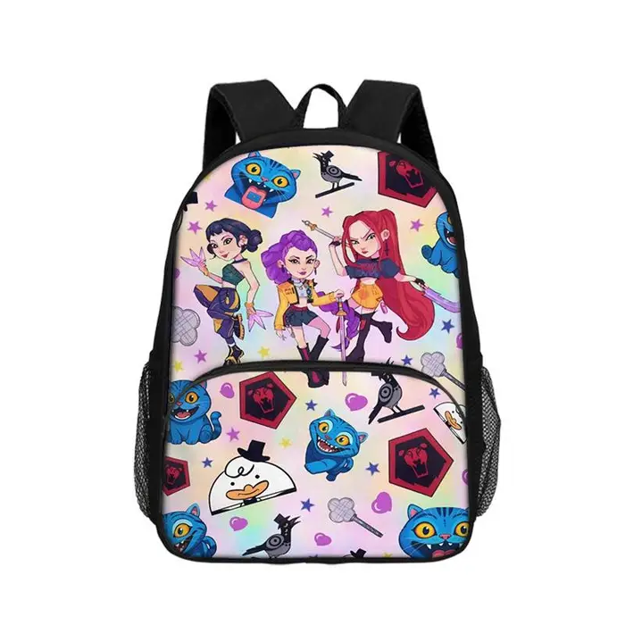 KaiTingu Zaino per Bambini KPop DemonHunters con Tasca Anteriore, Zaino con Tasca a Toppa da 16 pollici 16 inch sticker bag
