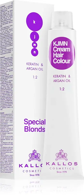 Kallos KJMN Crema Colorante per Capelli Cheratina e Olio di Argan Biondi Speciali - Tintura per capelli biondi 000 Schiaritore