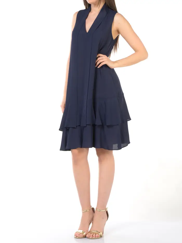 abito corto da donna Kaos con balze e sciarpina Blu