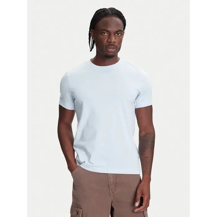 T-shirt Logo Korpo Cafers 304J150 Celeste Slim Fit Azzurro chiaro