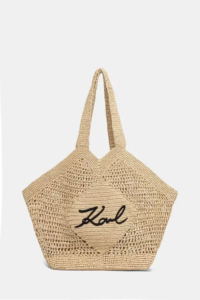 Karl Lagerfeld borsa tote da donna intrecciata K/SIGNATURE Beige