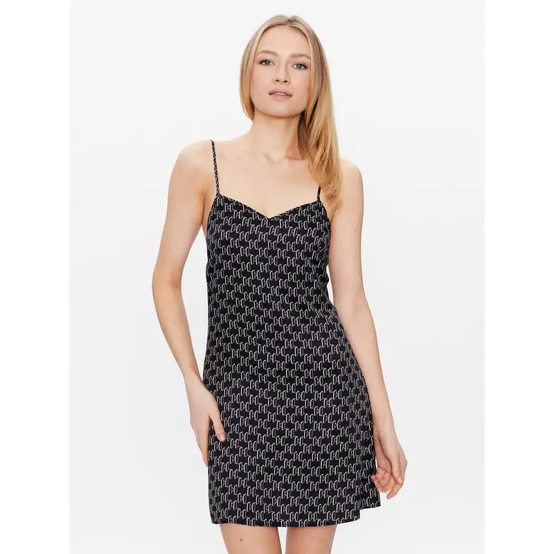 KARL LAGERFELD Camicia da notte 225W2135 Nero Regular Fit