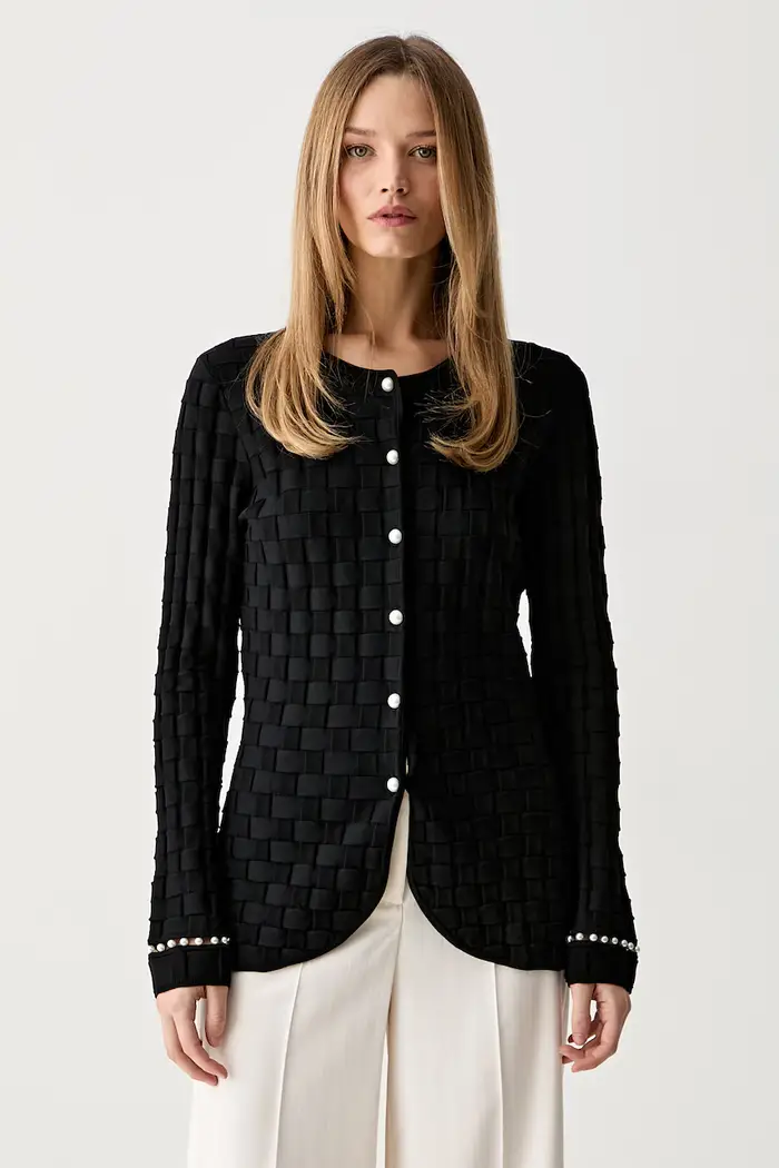 Karl Lagerfeld cardigan da donna con viscosa Nero