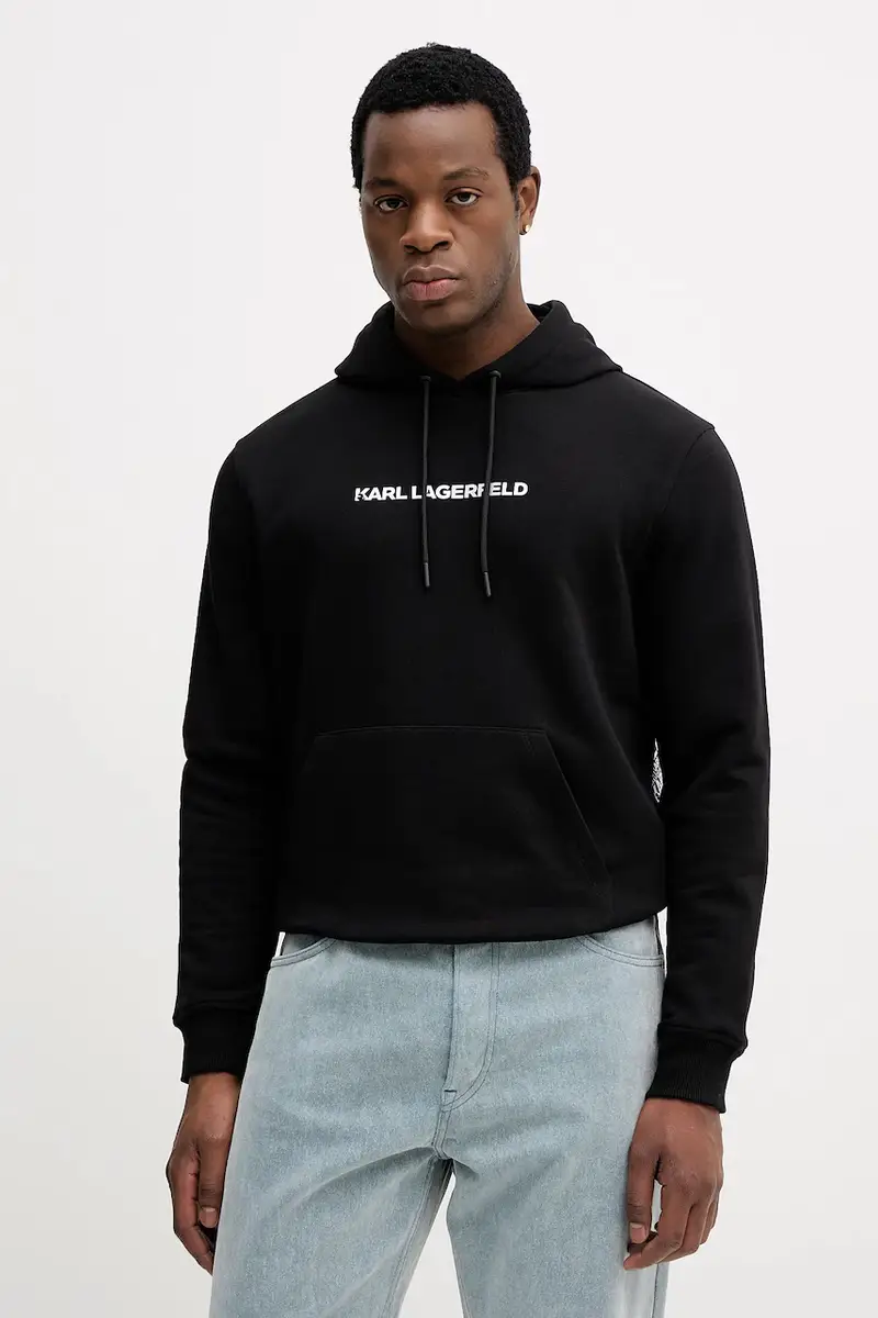 Karl Lagerfeld felpa in cotone uomo colore nero con cappuccio 554917.705404