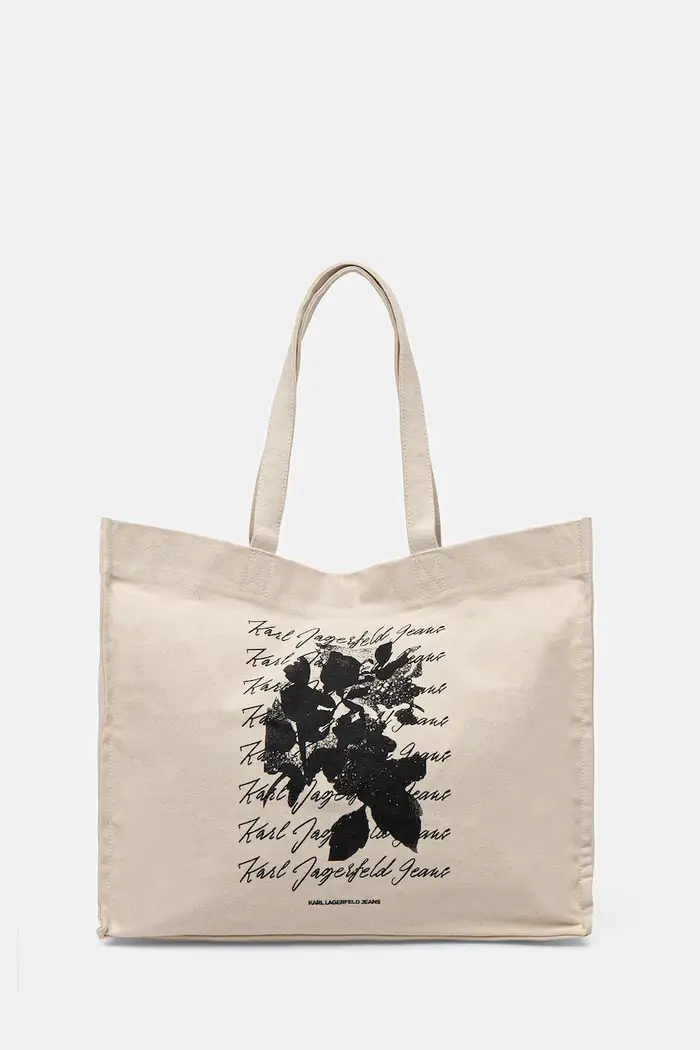 borsa shopper da donna in cotone Beige