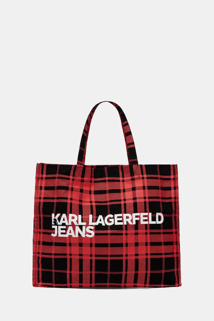 borsa shopper da donna in cotone Rosso
