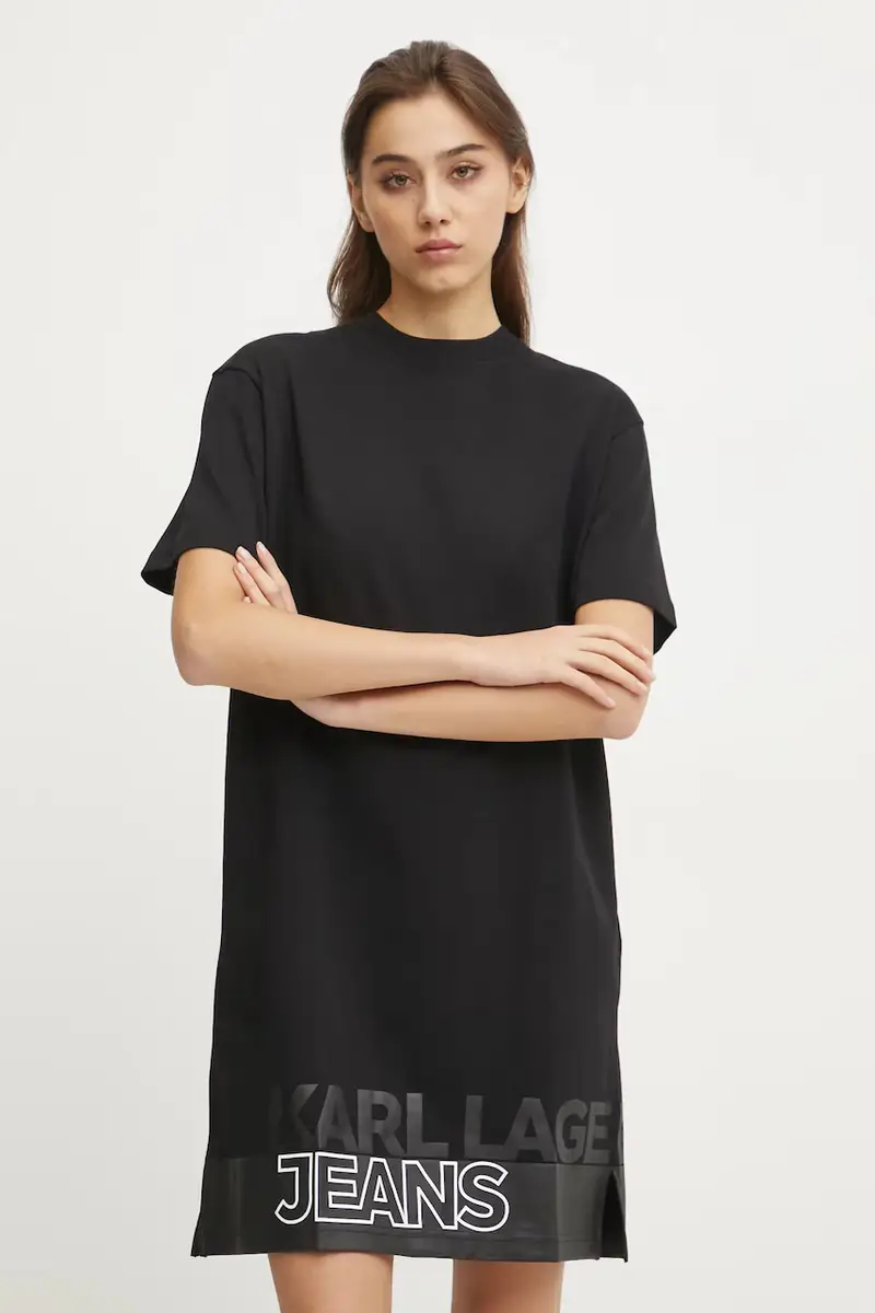 Karl Lagerfeld Jeans vestito in cotone colore nero A1W13015