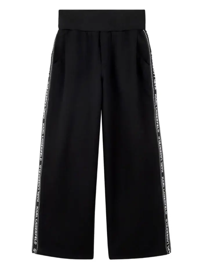 KARL LAGERFELD KIDS Pantaloni con Dettaglio a Righe e Vita Elasticizzata Nero
