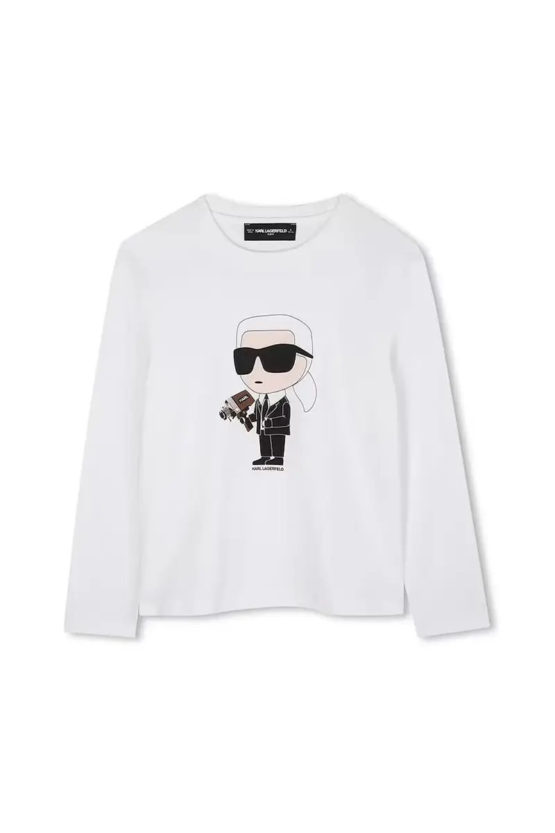 Karl Lagerfeld longsleeve in cotone bambino/a colore bianco Z30953