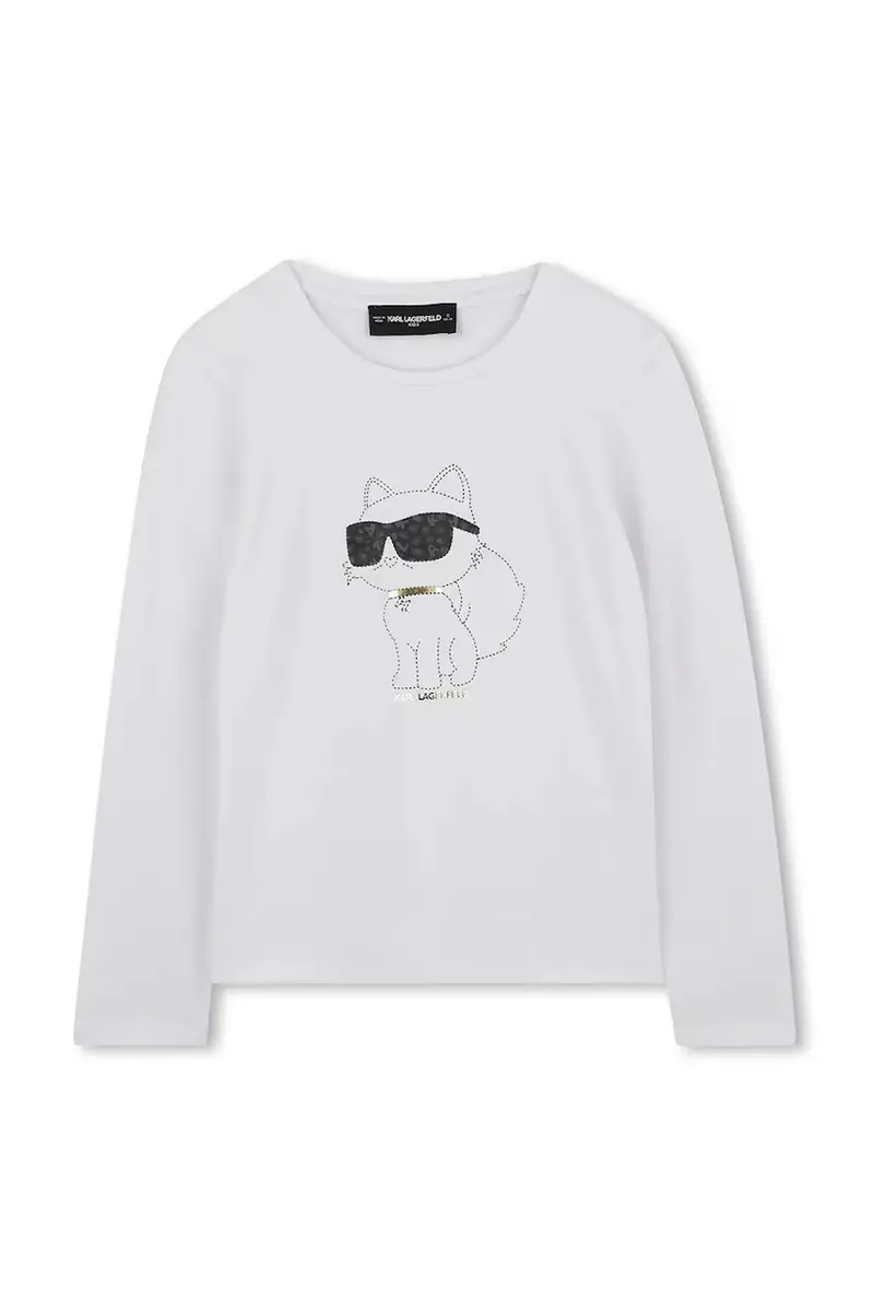 Karl Lagerfeld maglietta a maniche lunghe per bambini colore bianco Z30938