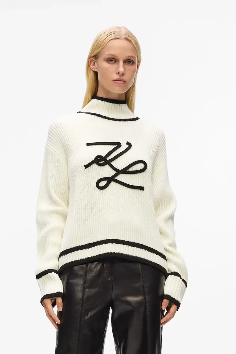 Karl Lagerfeld maglione in lana donna colore bianco A4W18051