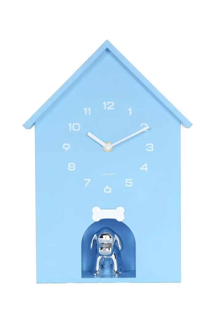 Karlsson orologio da parete con suono Dog House 36,5 x 26,5 cm Blu