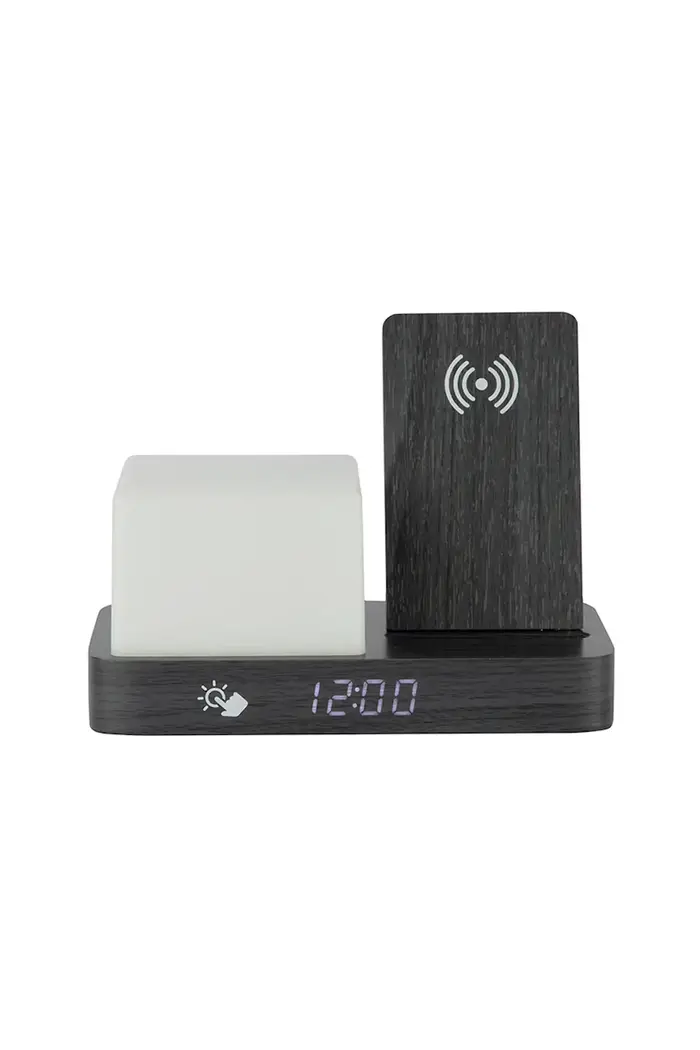 Karlsson sveglia a LED in legno Nero