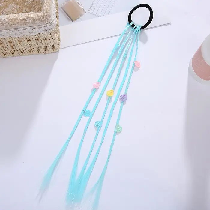 Kathese 1 pz Gradiente Colorato Treccia Capelli Sintetici Coda di Cavallo Corda Cravatta Ragazza Principessa Coda di Colore Parrucca Per