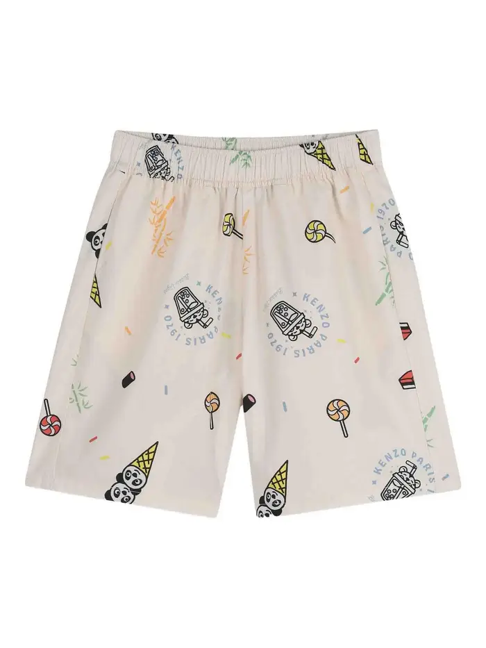 Kenzo Bermuda Con Stampa Beige