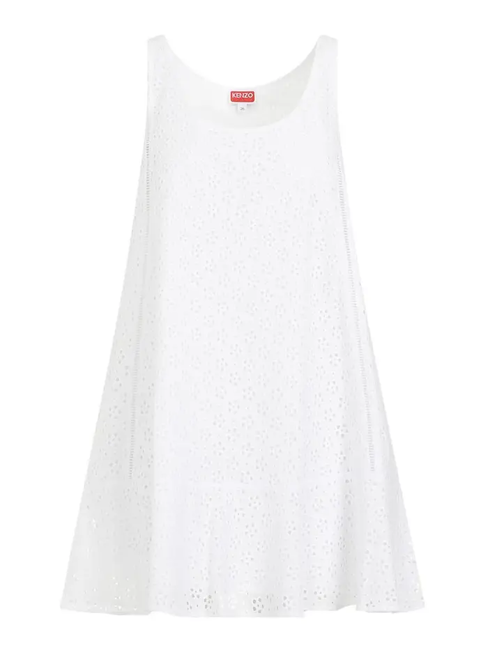 Kenzo Broderie anglaise mini abito Bianco