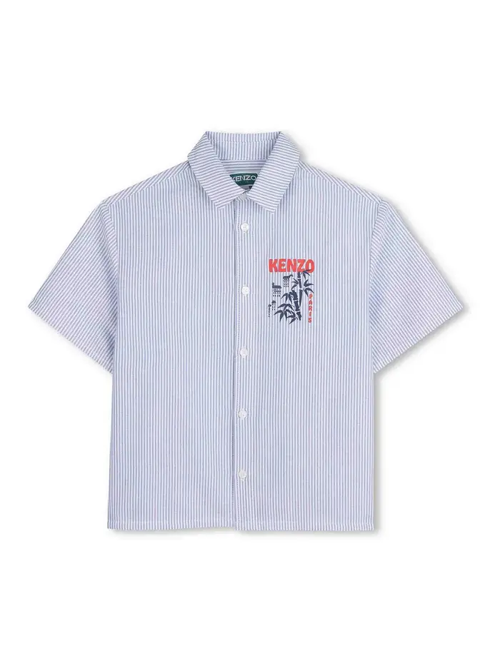 Kenzo Camicia Con Stampa Azzurro